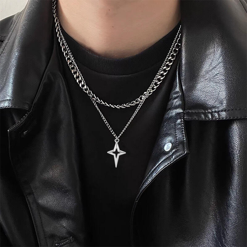Women'S Emo Accessories - Personalized Punk Cross Star Chain Double