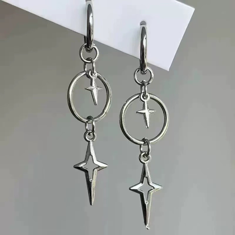 Women'S Emo Accessories - Personalized Punk Cross Star Pendant Earrings