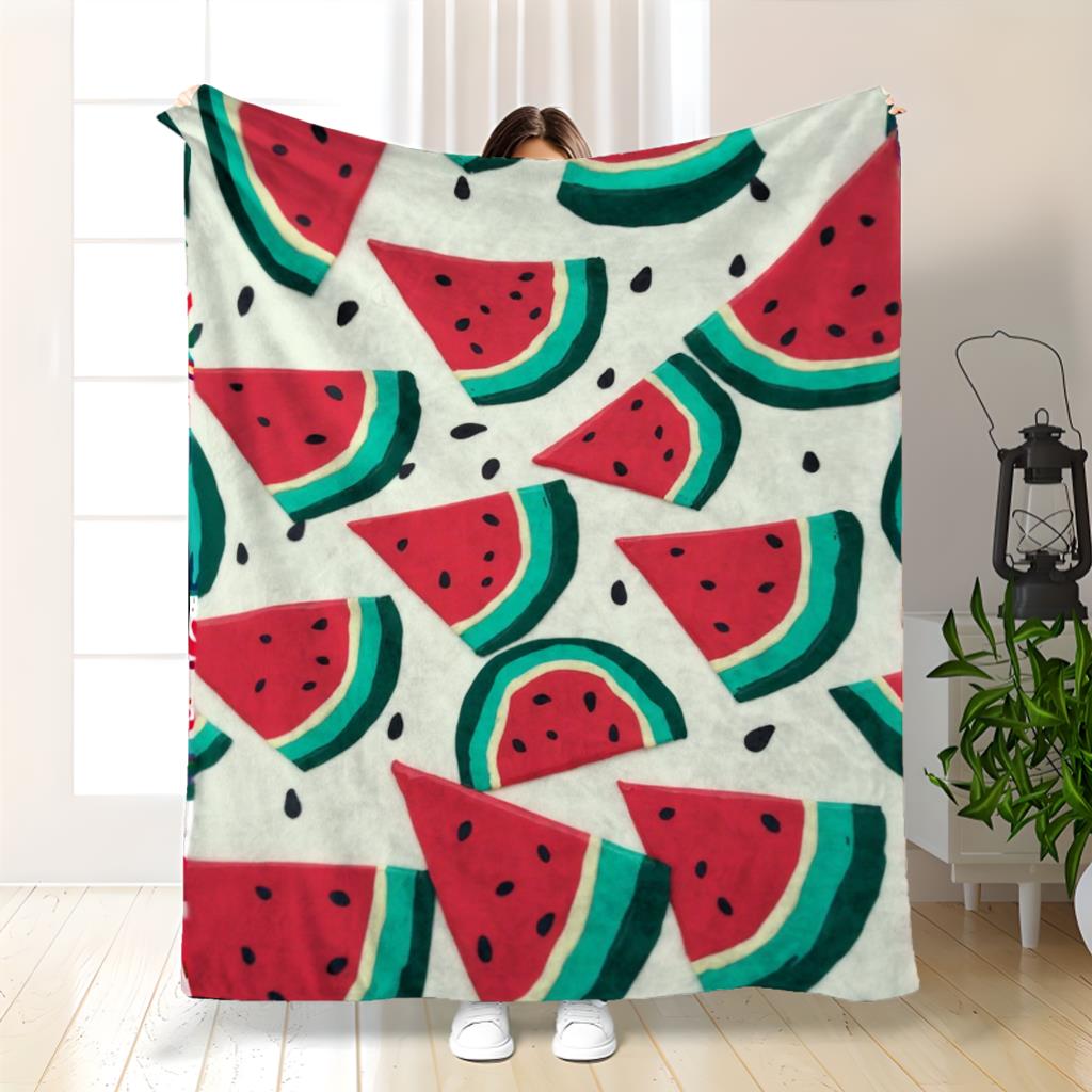 Women'S Accessories Flannels - Womens Watermelon Slice Plush Flannel Blanket