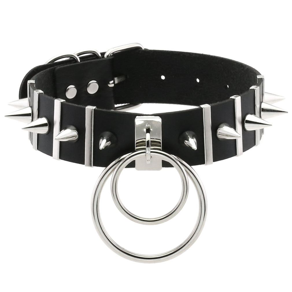 Women'S Emo Accessories - Lớn Gai Choker Da Cổ Kim