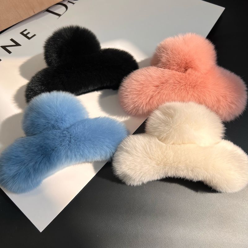 Winter Faux Fur Hair Claw Rabb - đánh giá và giá Hair Claw Clip Set