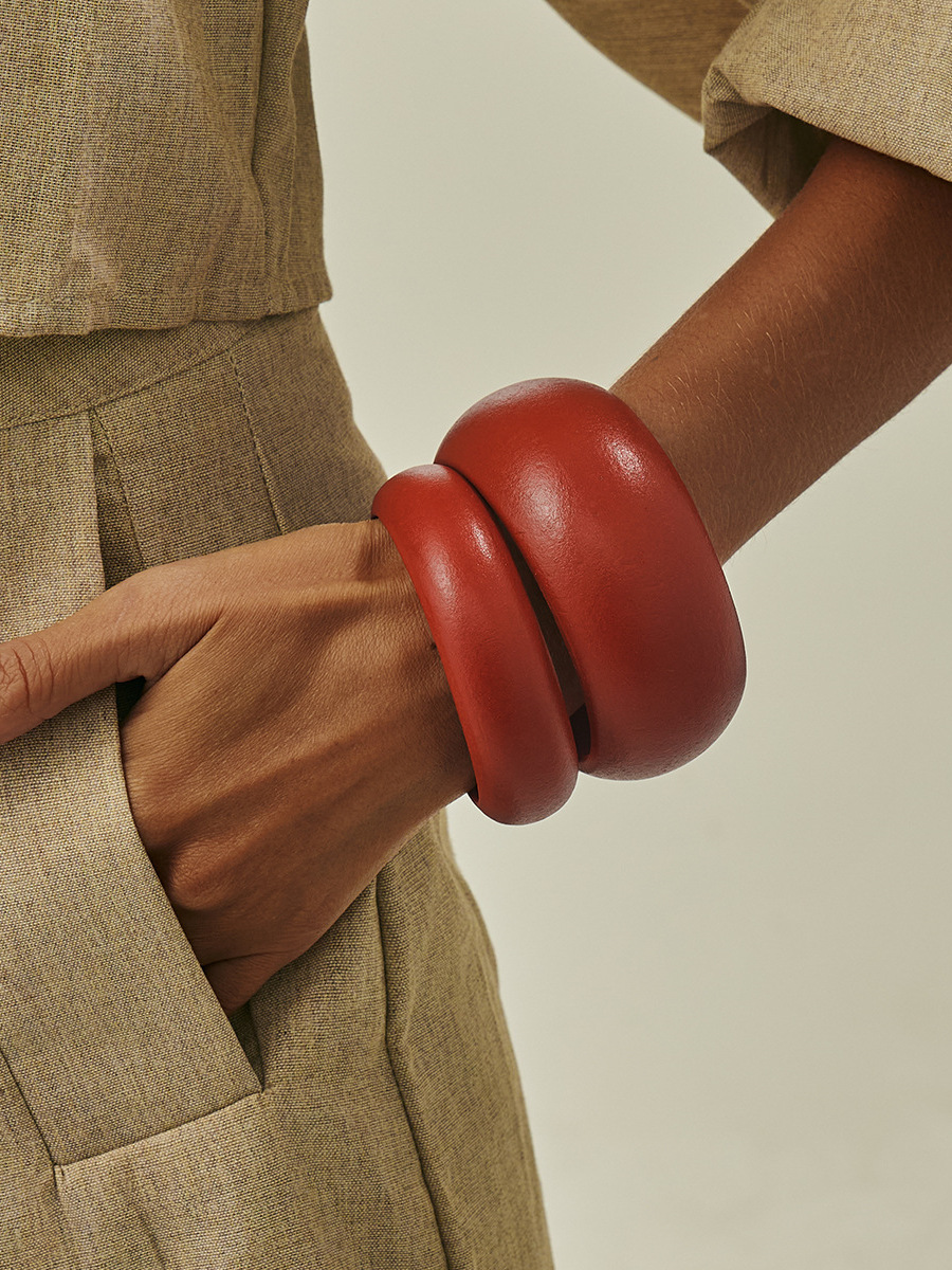 Red Wooden Wide Bracelet Set f - đánh giá và giá Women'S Affordable Accessories