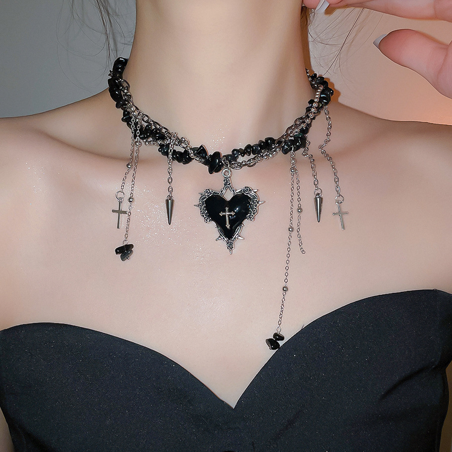 Goth Vintage Y2K Dark Red Hear - đánh giá và giá Women'S Emo Accessories